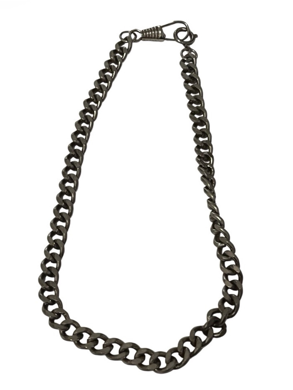 Gunmetal Silver Bolt Ring Pocket Watch Chain